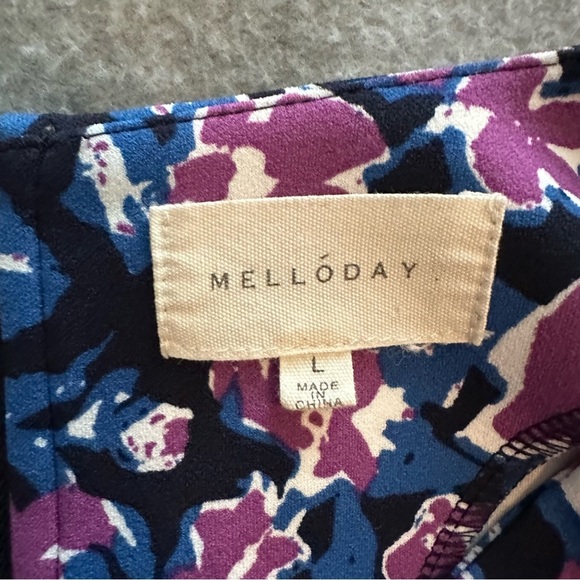 Melloday blouse black purple blue size L - Picture 4 of 6